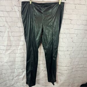 H&M Divided Black faux leather skinny Pants womens XL ankle zip pull on festival